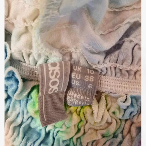 ASOS Tie Dye Smocked Waist High Rise  Shorts Size 6 - Picture 7 of 8